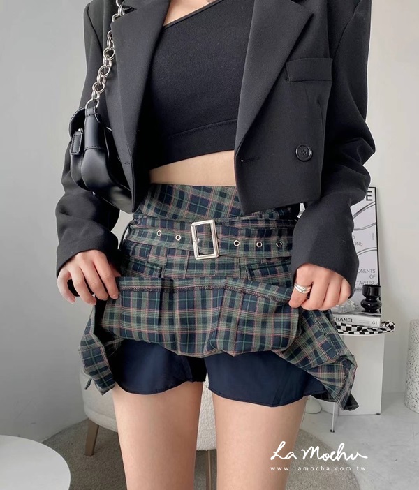Y2K格紋百摺短裙